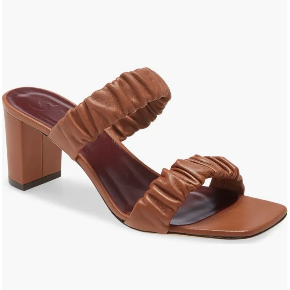 🤎Staud Frankie Ruched Slide Heel Sandals, Size 7